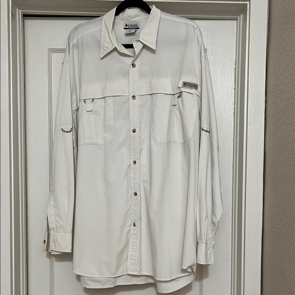 Columbia White Button-Up Shirt